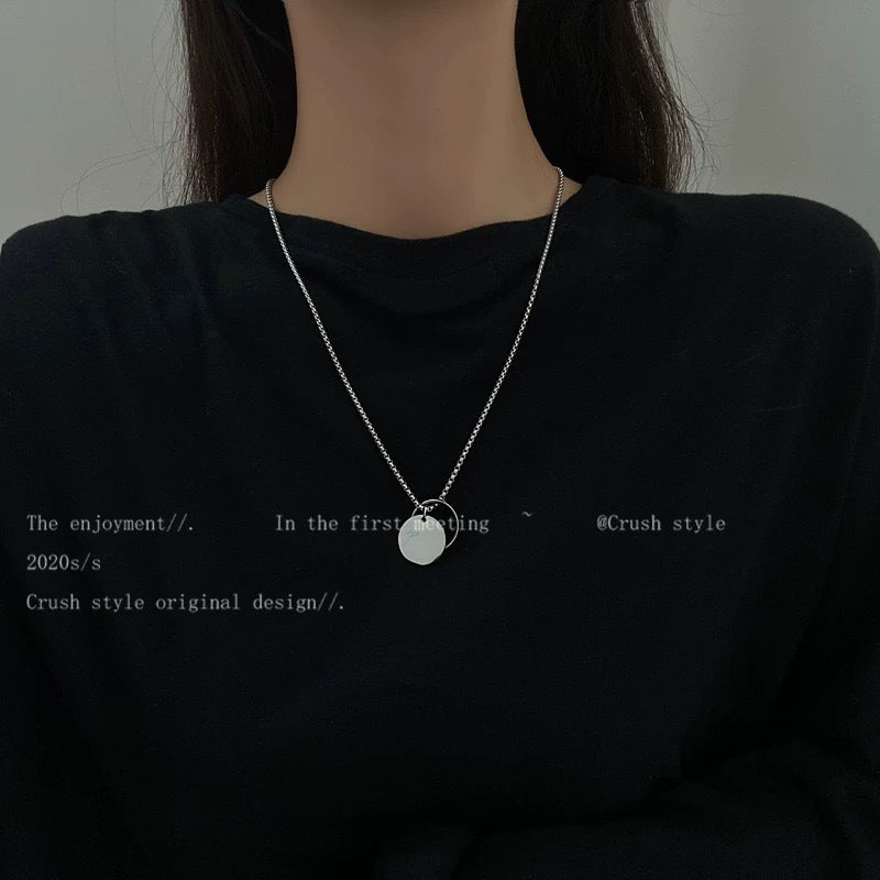 Damen Halskette mit minimalistischem Kreis- und Plattenanhänger Shop Nory