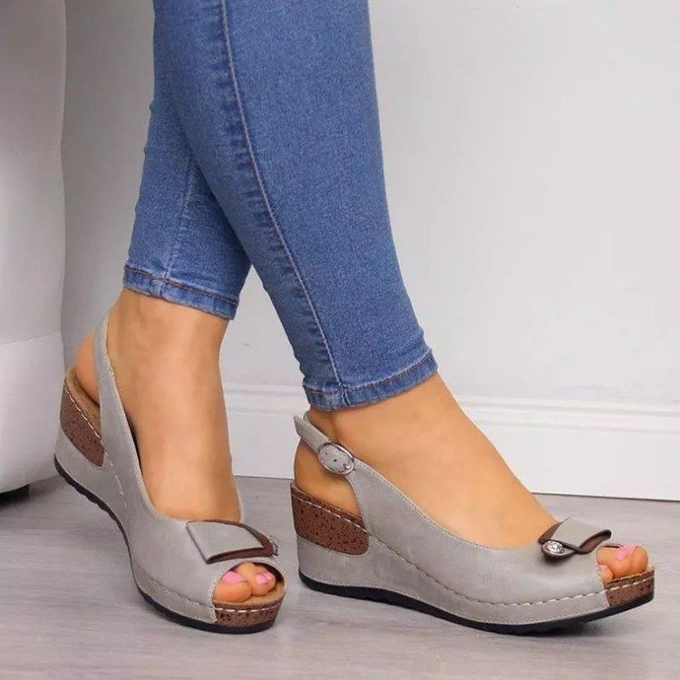 Damen Keil‑Slingback‑Sandalen mit gepolstertem Komfortfußbett und Zierschleife Shop Nory