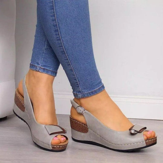 Damen Keil‑Slingback‑Sandalen mit gepolstertem Komfortfußbett und Zierschleife Shop Nory