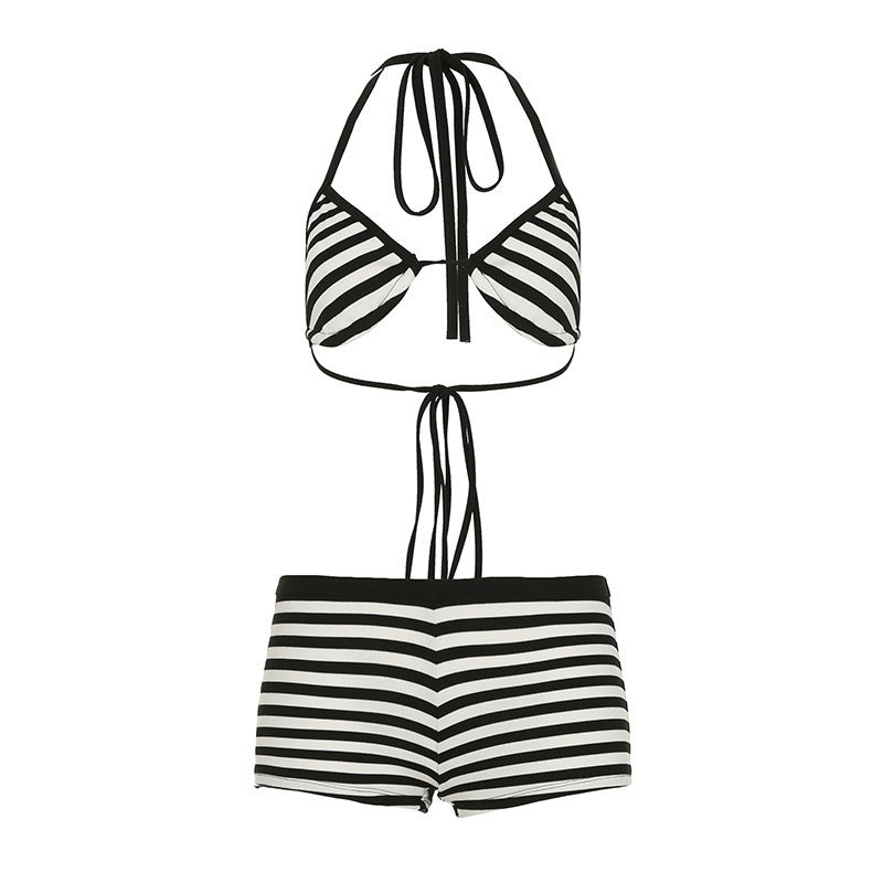 Damen trendiges Bikini-Set mit tieferem Ausschnitt und verstellbaren Trägern