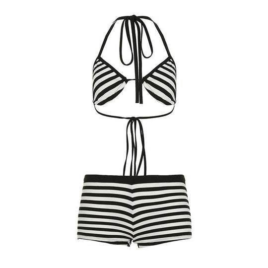 Damen trendiges Bikini-Set mit tieferem Ausschnitt und verstellbaren Trägern