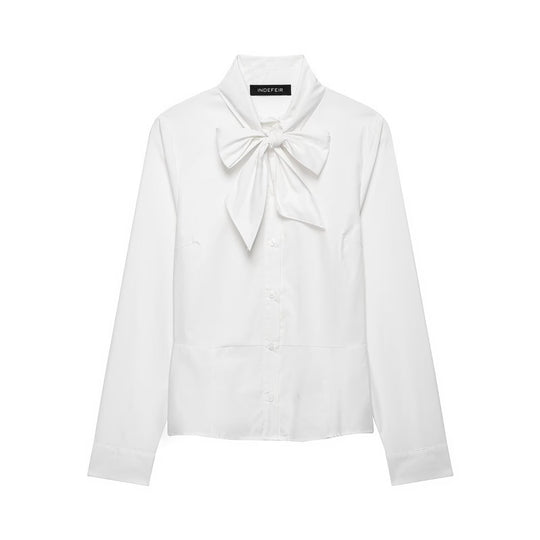 Damen Bluse mit Schleifenkragen und taillierten Einsatznähten Shop Nory