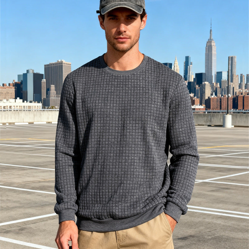 Herren Strukturierter Waffelstrick-Pullover aus Baumwollmix mit Rundhalsausschnitt Shop Nory