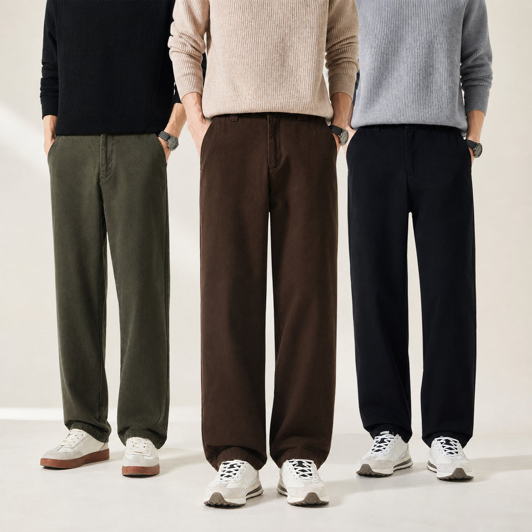 Herren Weitgeschnittene Freizeithose mit geradem Bein und seitlichen Eingrifftaschen Shop Nory