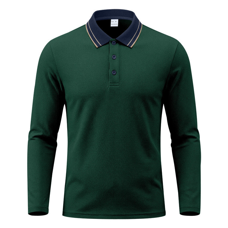 Herren Langarm-Polo aus strukturierter Piqué-Baumwollmischung mit Kontrastkragen Shop Nory