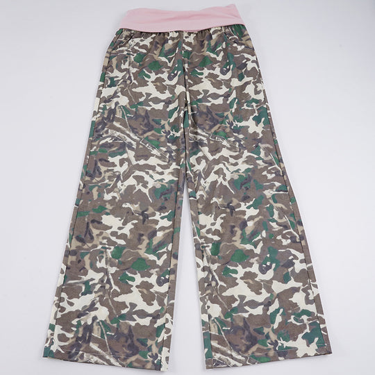 Damen nan weite Lounge-Hose mit Umschlagbund, Camouflage‑Muster und elastischem Komfortstretch Shop Nory
