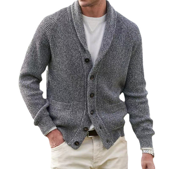 Herren Strickjacke mit trendigem Grobstrickmuster und praktischen Taschen