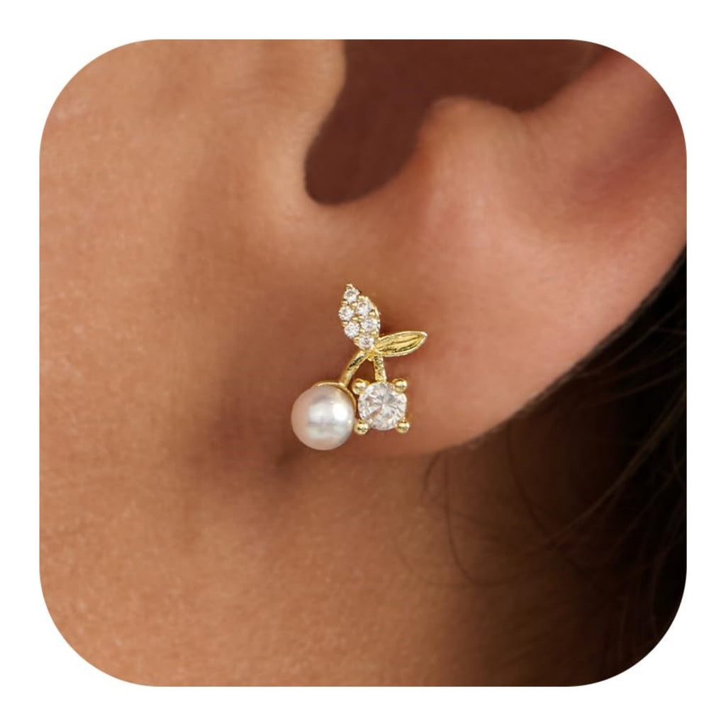 Damen Ohrstecker mit elegantem Blatt- und Perlen-Design Shop Nory