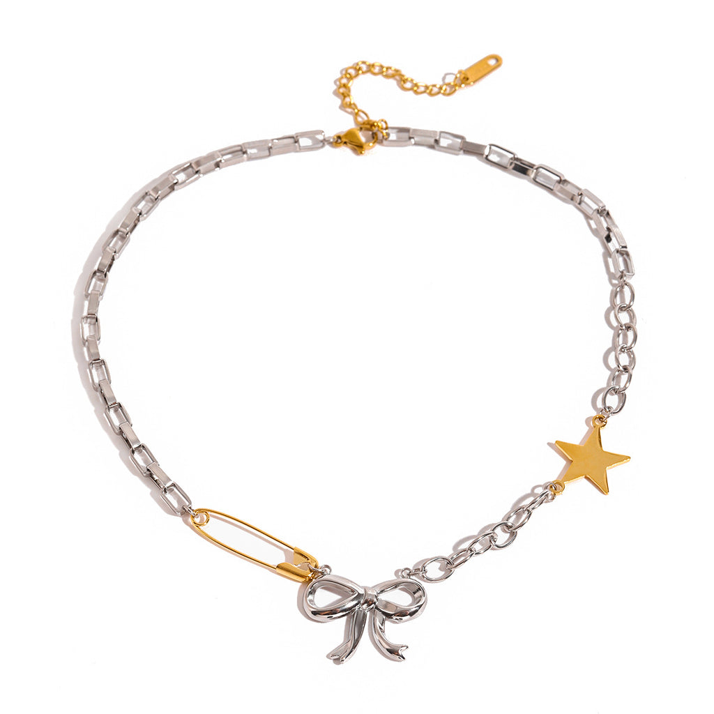 Damen Armband mit funkelndem Stern- und Schleifenmotiv aus hypoallergenem Edelstahl Shop Nory