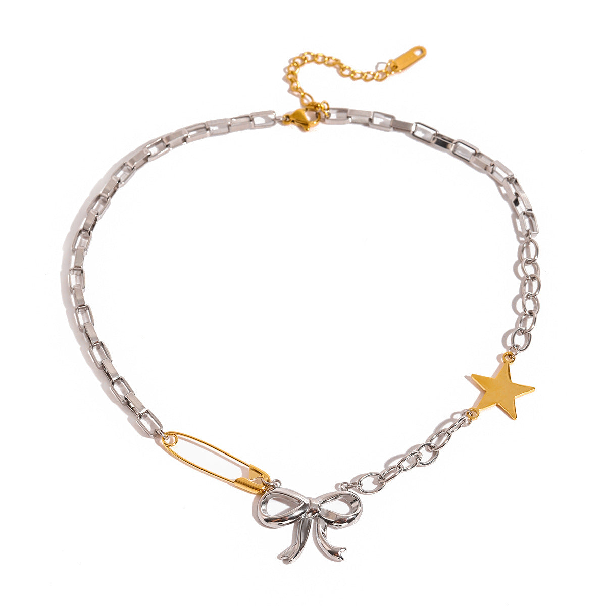 Damen Armband mit funkelndem Stern- und Schleifenmotiv aus hypoallergenem Edelstahl Shop Nory