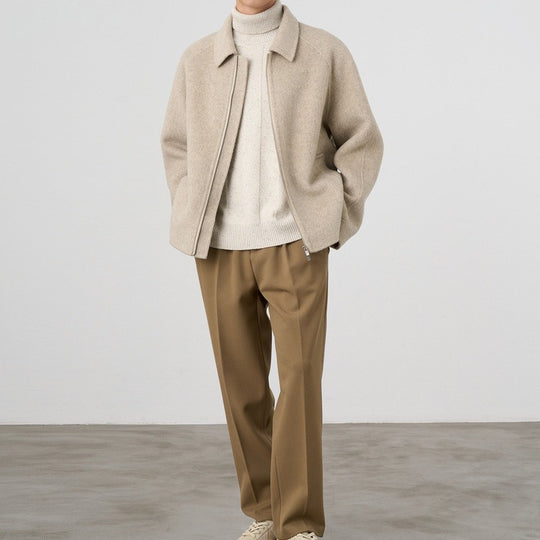 Herren Boxy‑Wollblouson mit verdecktem Zwei‑Wege‑Reißverschluss und Hemdkragen Shop Nory