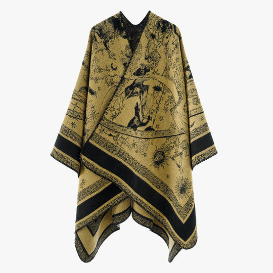 Damen Jacquard-Capeponcho mit doppelseitiger Webstruktur und V‑Ausschnitt Shop Nory