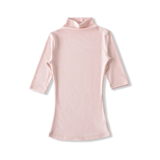 Damen Figurbetontes Stehkragen-Shirt mit halblangen Ärmeln Shop Nory