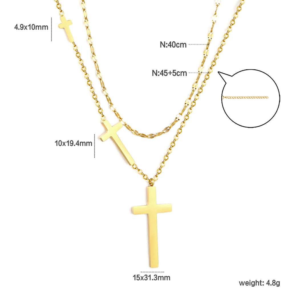 Damen mehrlagige Kreuz-Halskette mit goldplattierten Anhängern Shop Nory