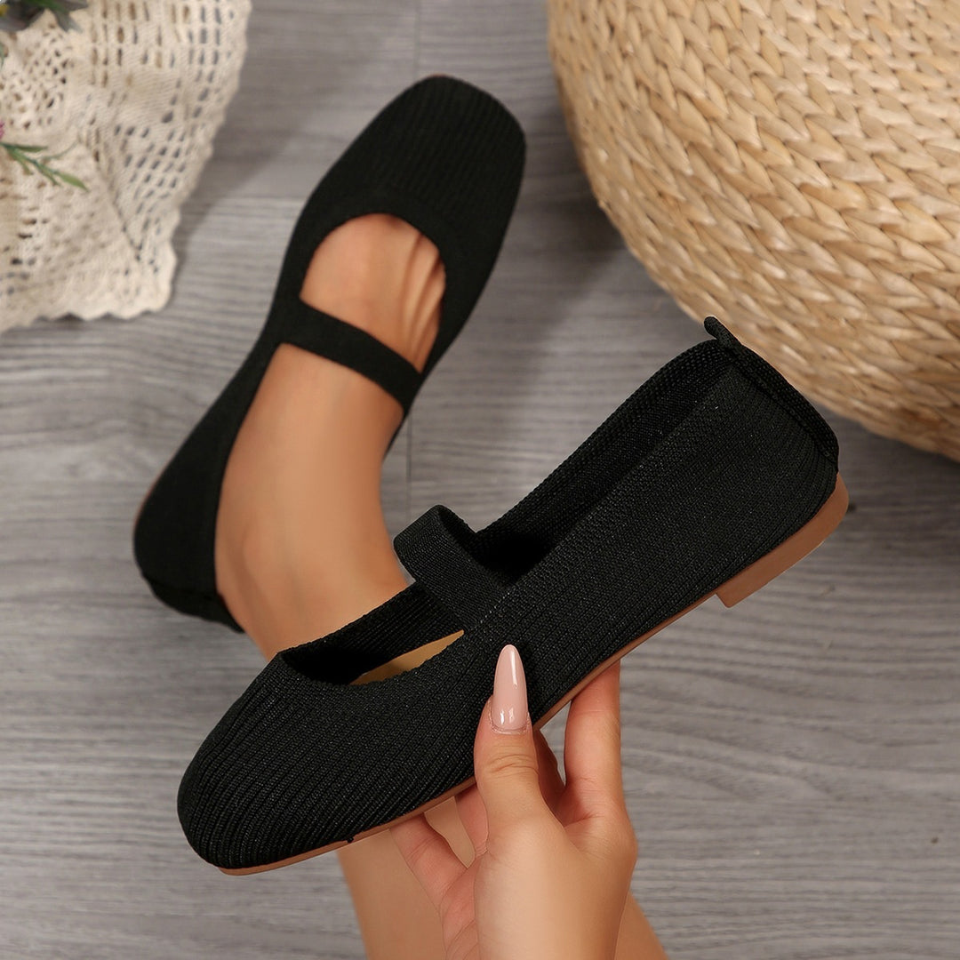 Damen Strick-Ballerina mit elastischem Riemen und flexibler Sohle Shop Nory