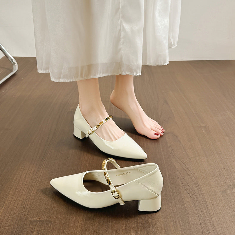 Damen Elegante Pumps mit modischem Riemen und komfortablem Blockabsatz