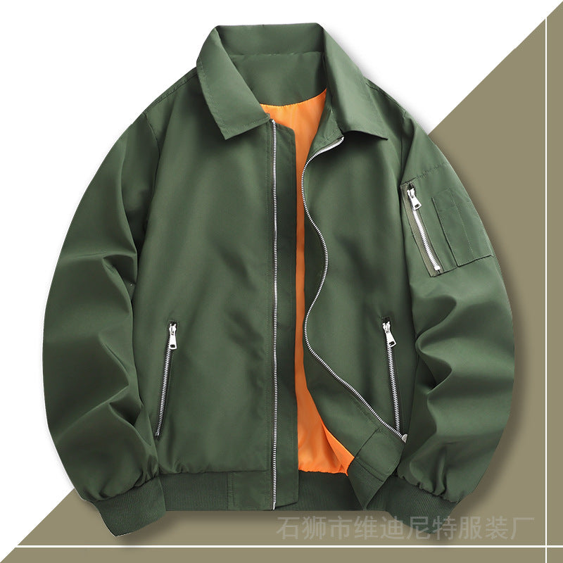 Herren Leichter Twill-Bomber mit kontrastierendem Futter, Reißverschlusstaschen und Ärmeltasche Shop Nory