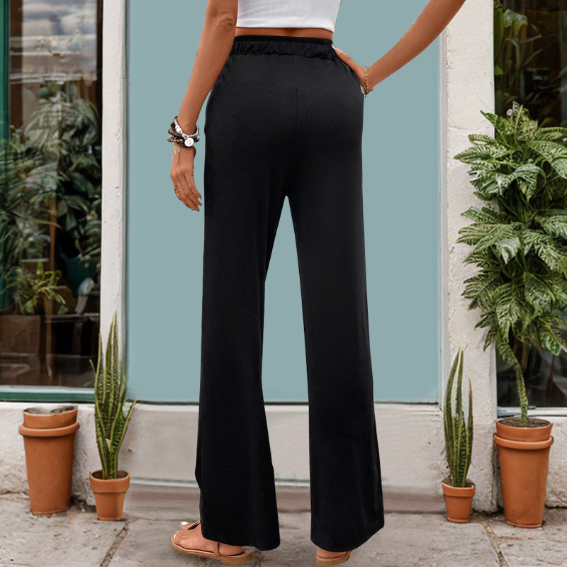 Damen Weite High-Waist Lounge-Hose mit Kordelzug und Eingrifftaschen Shop Nory