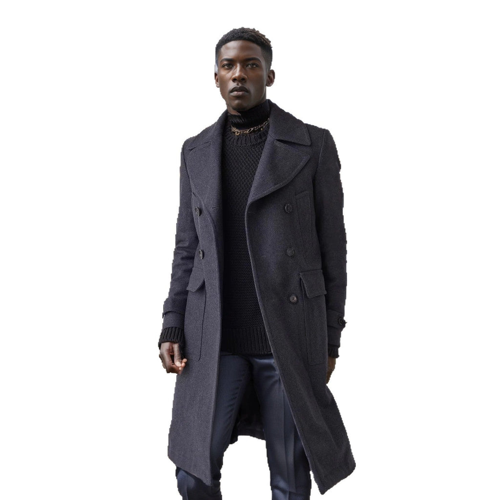 Herren eleganter Doppelt-Mantel mit praktischen Taschen und hochwertigem Futter