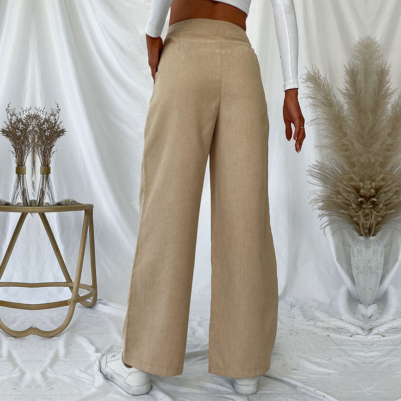Damen Elegante Hochwaisted Hose mit weitem Bein Shop Nory