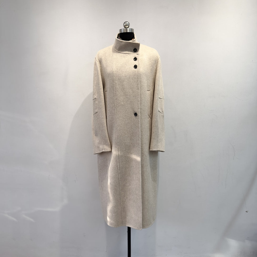Damen maßgeschneiderter Longline-Wollmischmantel Shop Nory