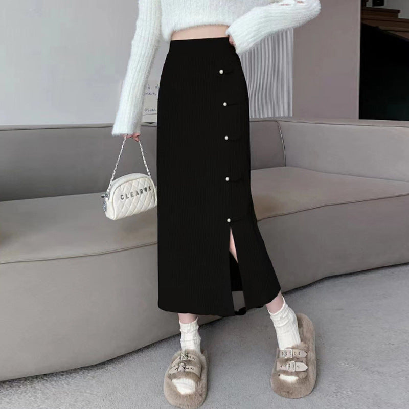 Damen Eleganter und raffinierter Strickrock mit Seitenschlitz Shop Nory