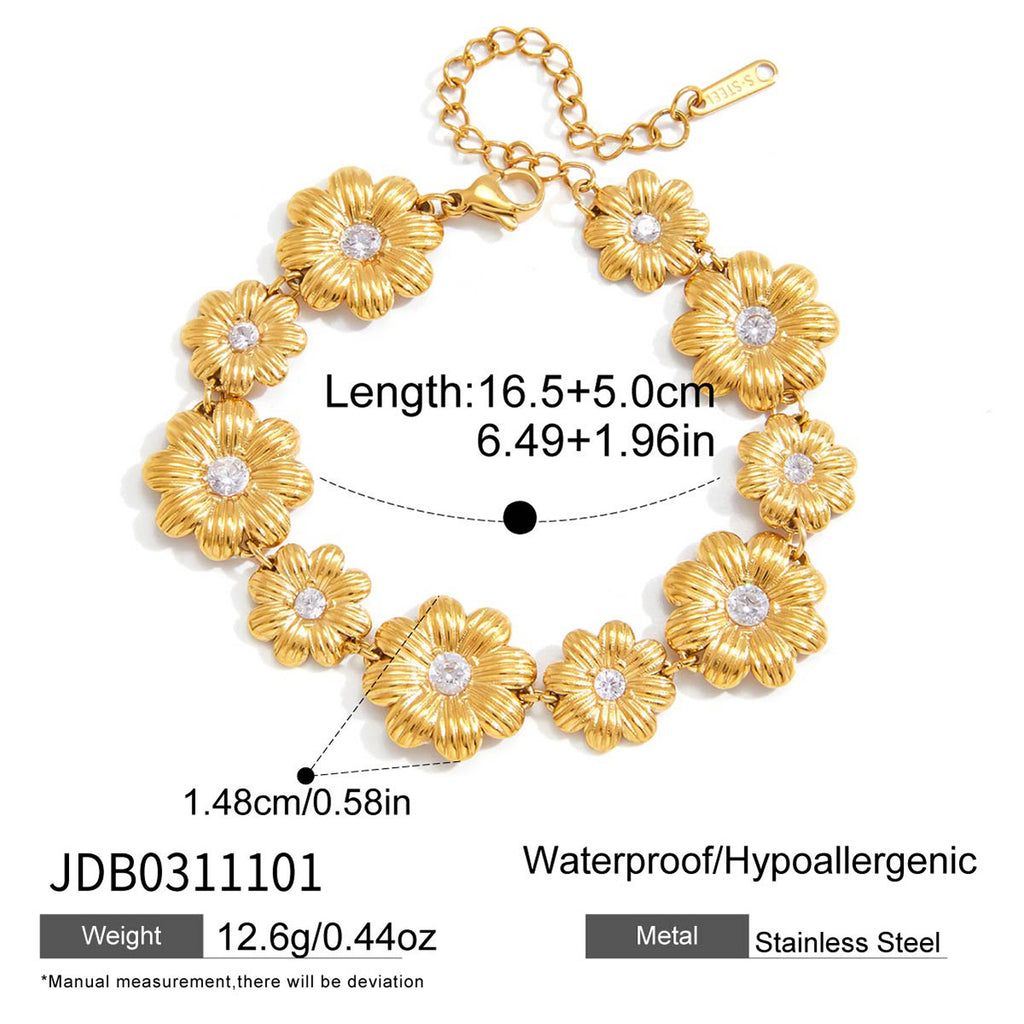 Damen Halskette mit floralem Design und funkelnden Zirkonia Shop Nory