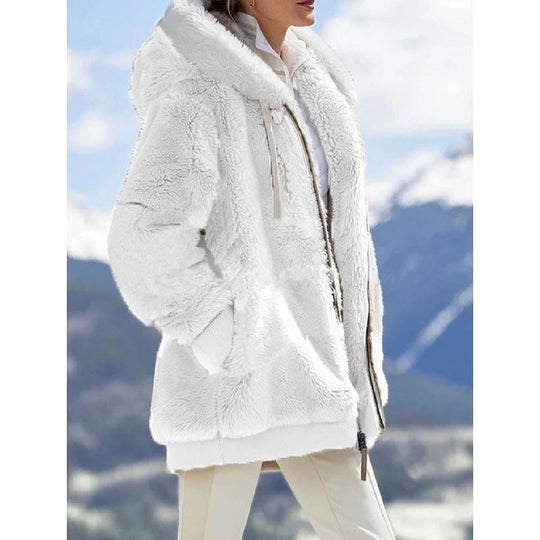 Damen nan kuschelige Kapuzen-Teddyjacke mit wattiertem Innenfutter und Rippbündchen Shop Nory
