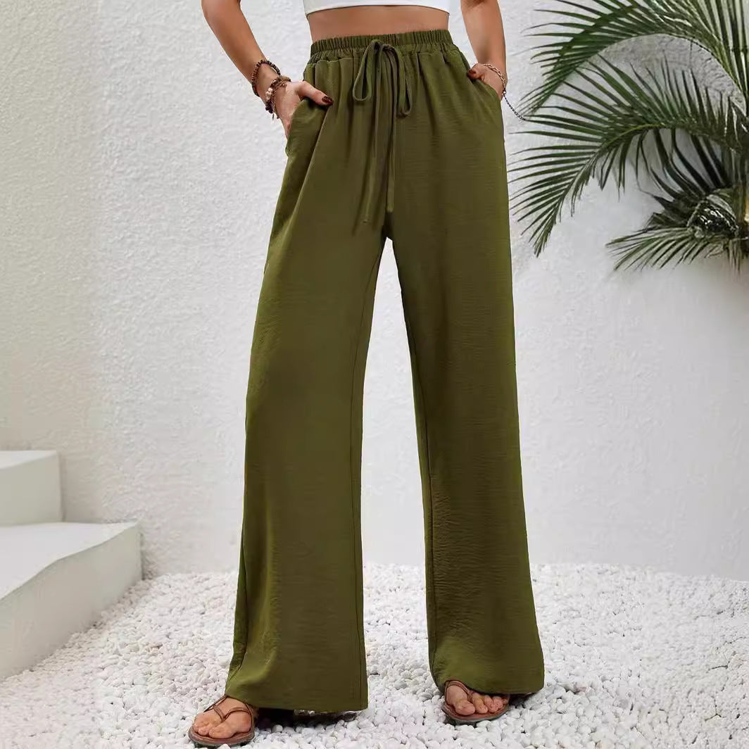 Damen weite Sommerhose mit elastischem Bund und lässigem Schnitt