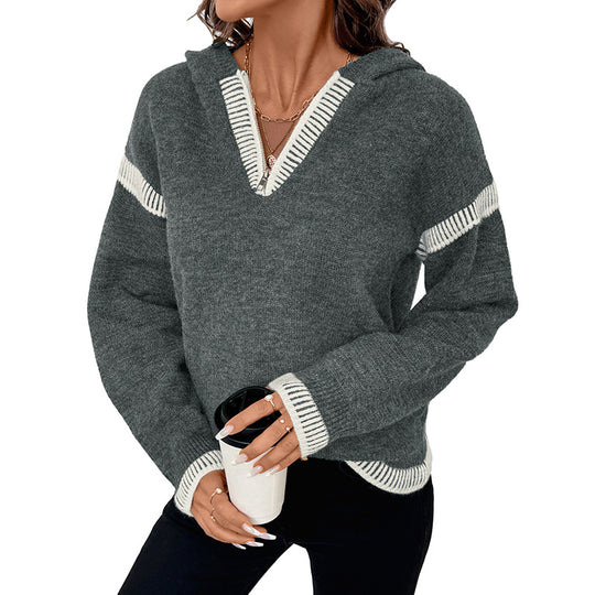 Damen Modischer Pullover mit Reißverschluss und Kapuze Shop Nory