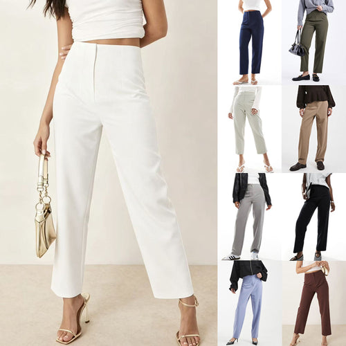 Damen Hochtaillierte gerade geschnittene Anzughose mit Bügelfalte Shop Nory