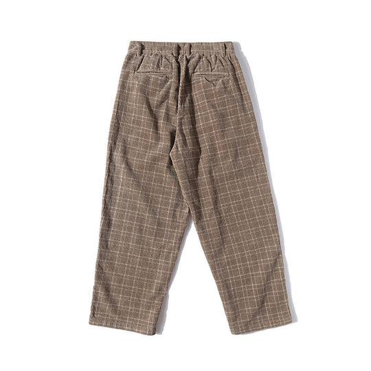 Herren Weite Cordhose mit Falten, Cropped‑Schnitt und Karomuster Shop Nory