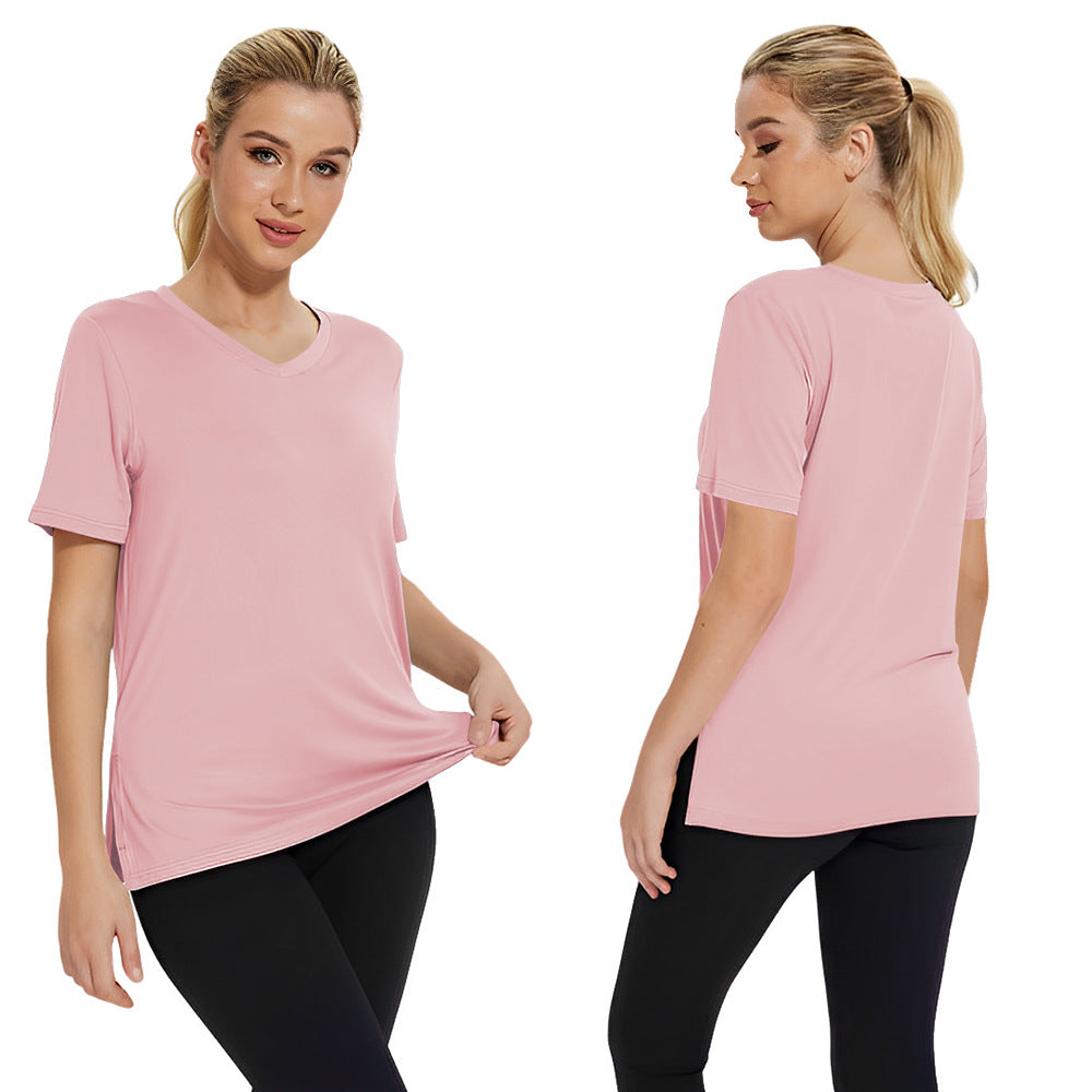 Damen Funktionales V-Ausschnitt Sportshirt mit atmungsaktiver Technologie Shopnory