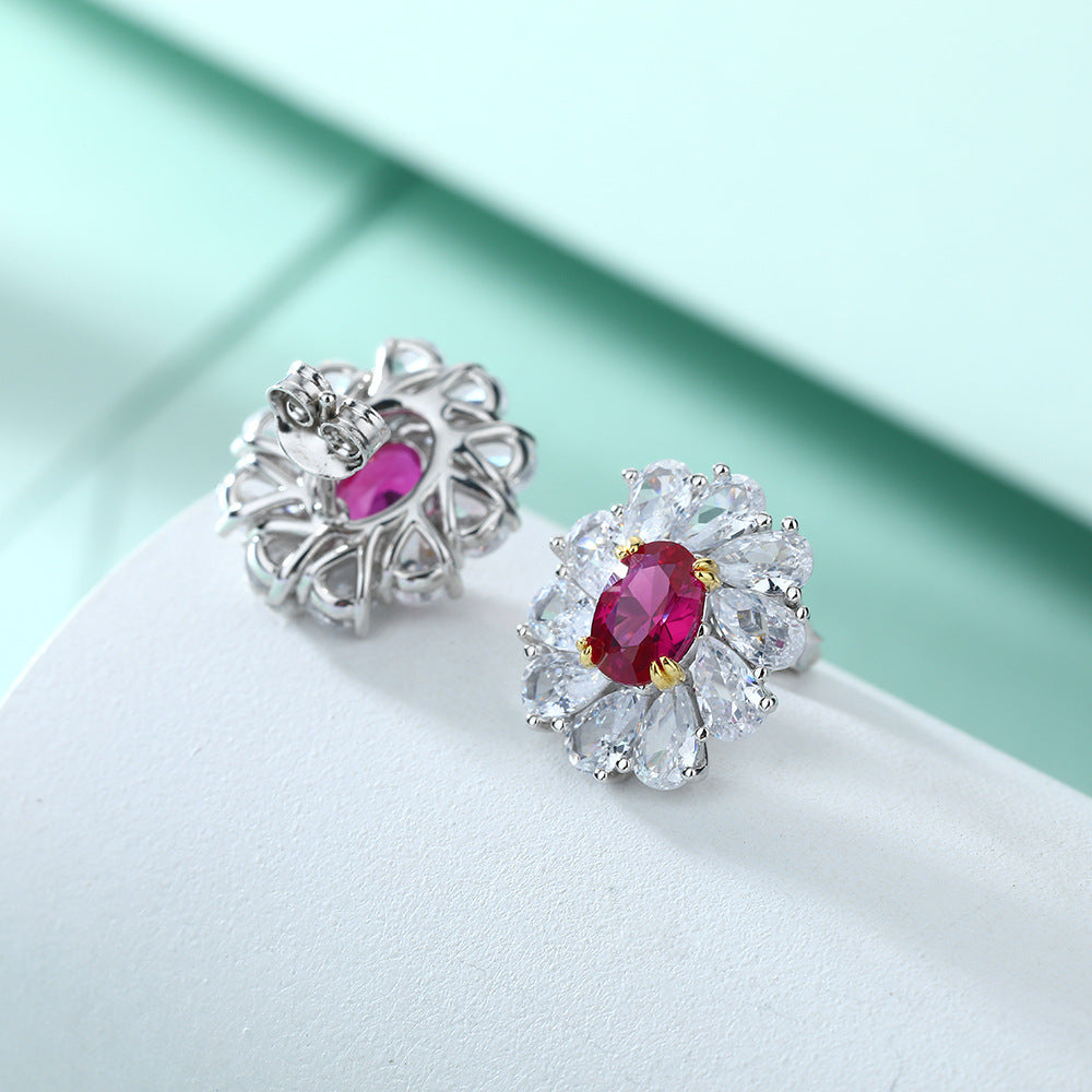 Damen Edle Ohrringe mit funkelndem Rubin und Zirkonia Shop Nory