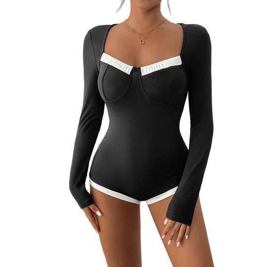 Damen Eleganter Langarm-Bodysuit Shop Nory