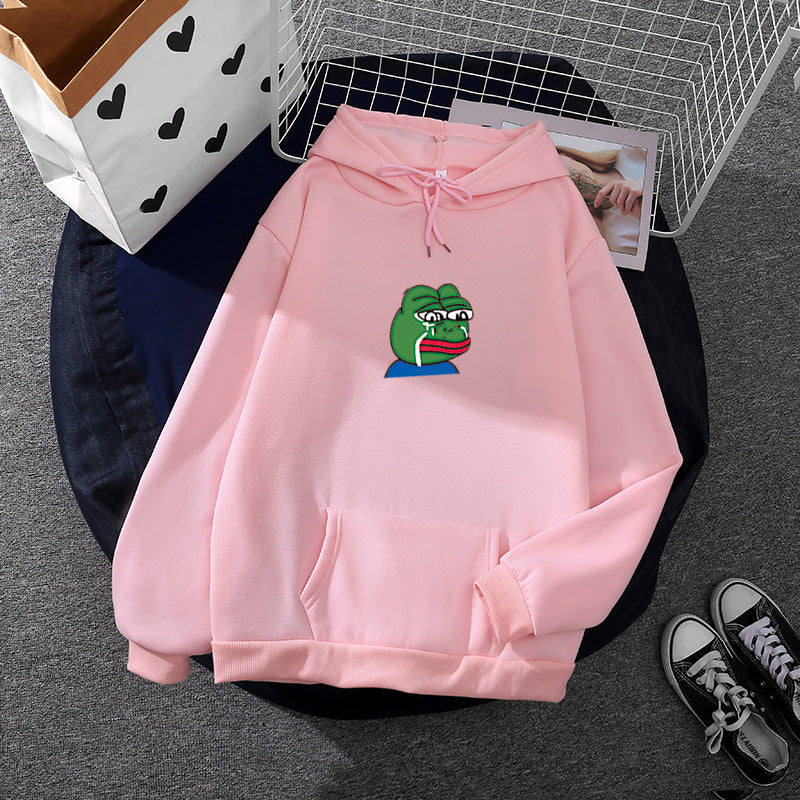 Unisex nan relaxed-fit Kapuzenpullover mit weichem Fleece-Futter, Kängurutasche und gesticktem Frosch-Emblem Shop Nory