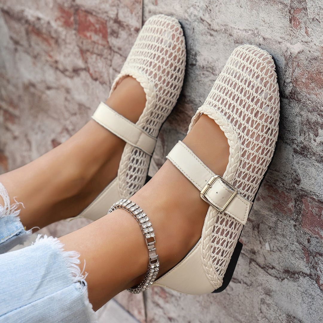 Damen elegante Ballerinas mit floralen Applikationen und rutschfester Sohle