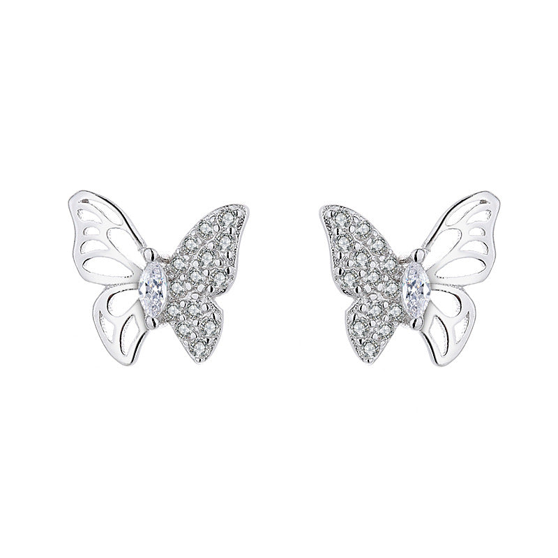 Damen Ohrringe im filigranen Schmetterlingsdesign mit Zirkonbesatz Shop Nory
