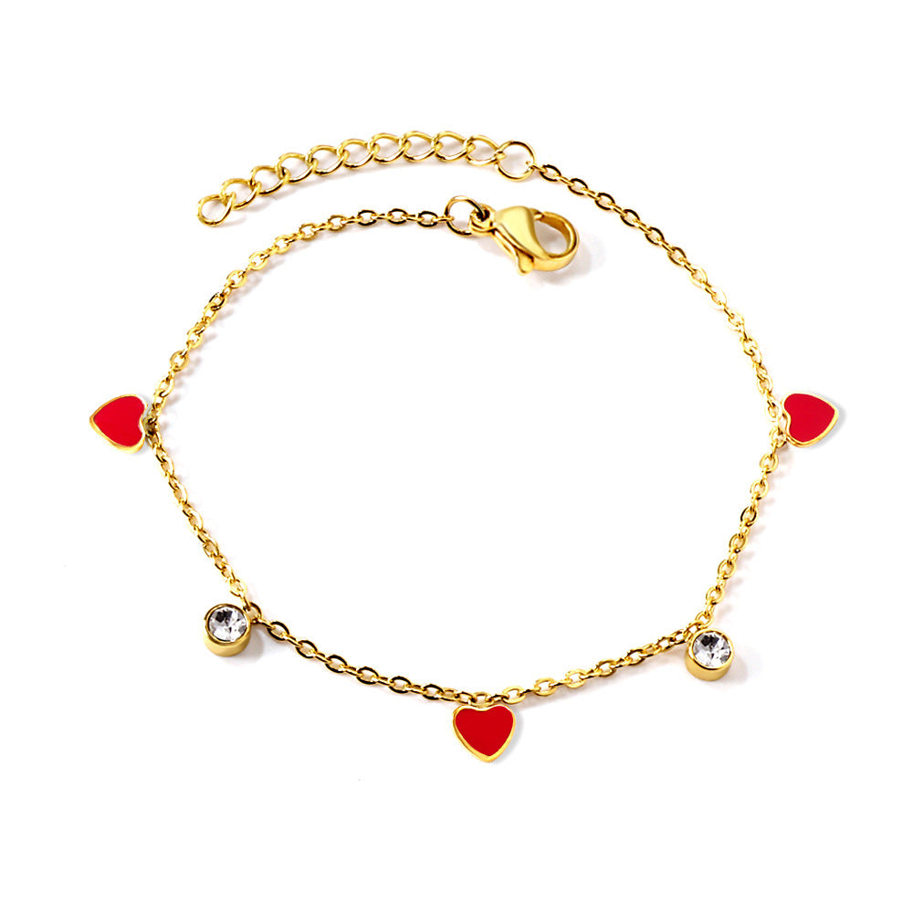 Damen zartes Armband mit herzförmigen Akzenten und funkelnden Kristallen Shop Nory