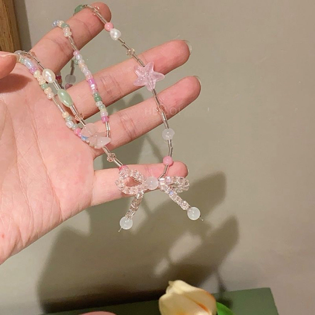 Damen Halskette mit handgefertigtem, buntem Design und funkelnden Kristallelementen Shop Nory