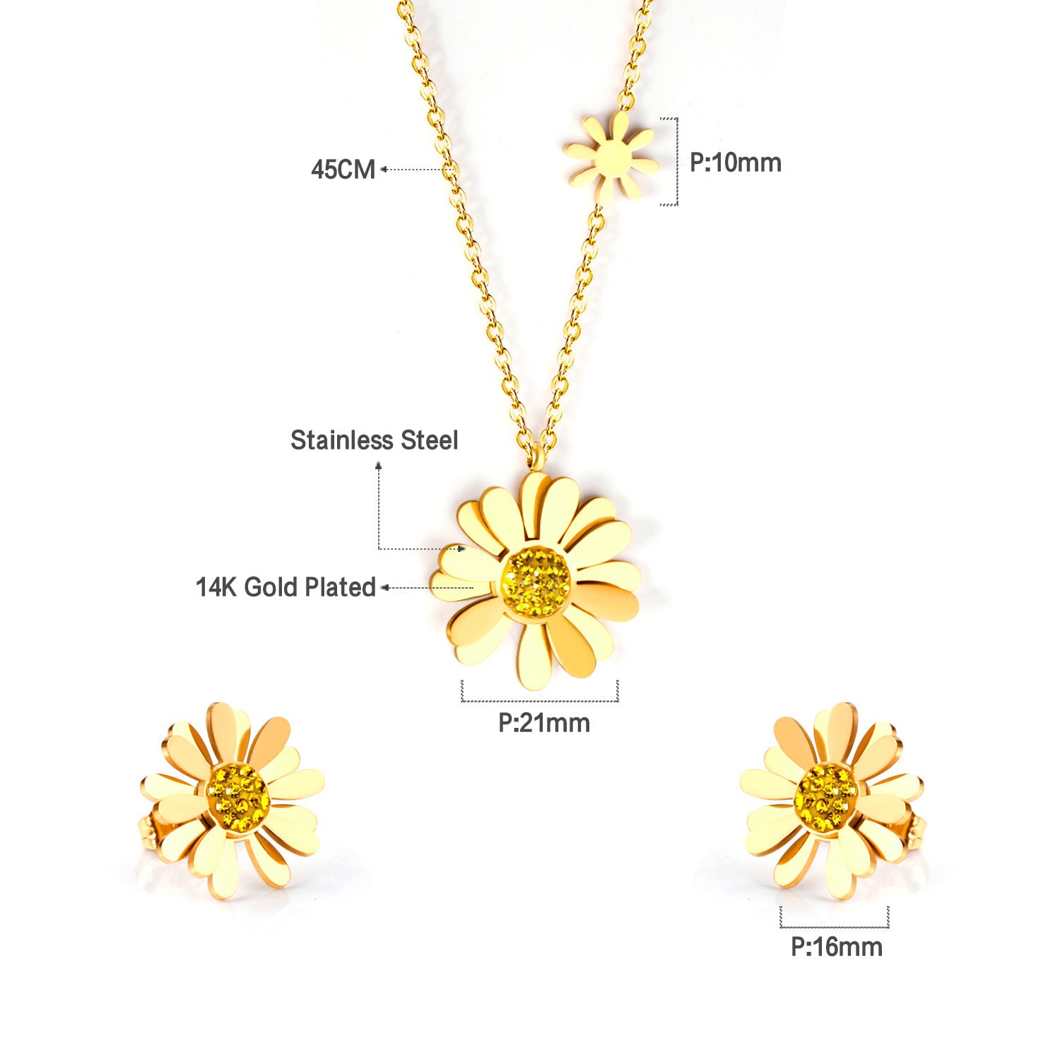 Damen Schmuckset mit floralem Design und funkelnden Zirkonia Shop Nory