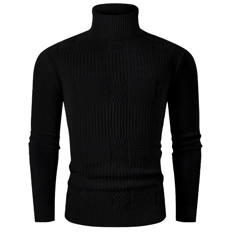 Herren Rollkragenpullover aus Feinstrick mit strukturiertem Jacquardmuster und tailliertem Schnitt Shop Nory