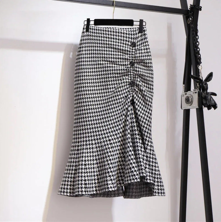 Damen Eleganter, figurbetonter Midi-Rock mit Knopfdetails Shop Nory