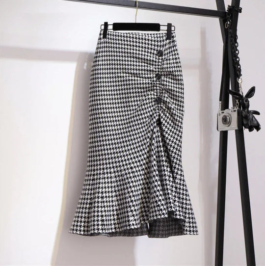 Damen Eleganter, figurbetonter Midi-Rock mit Knopfdetails Shop Nory