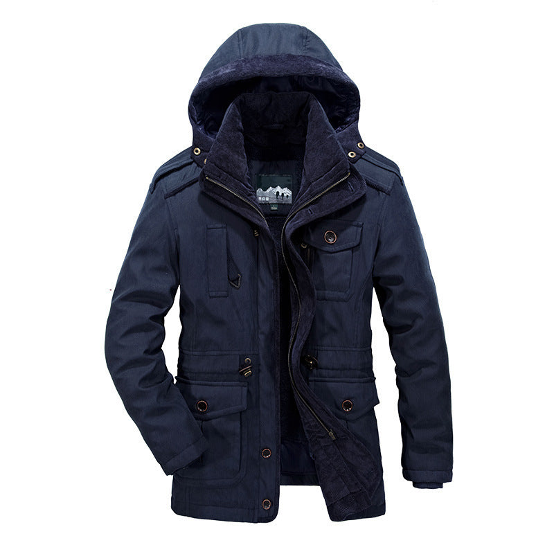 Herren Thermo-Canvas-Parka mit Sherpa-Innenfutter, abnehmbarer Kapuze und Multifunktions-Taschen Shop Nory