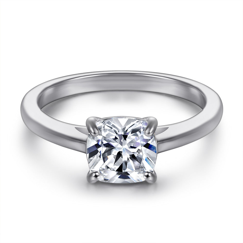 Damen Verlobungsring mit quadratischem Diamantschnitt und elegantem Silberdesign Shop Nory