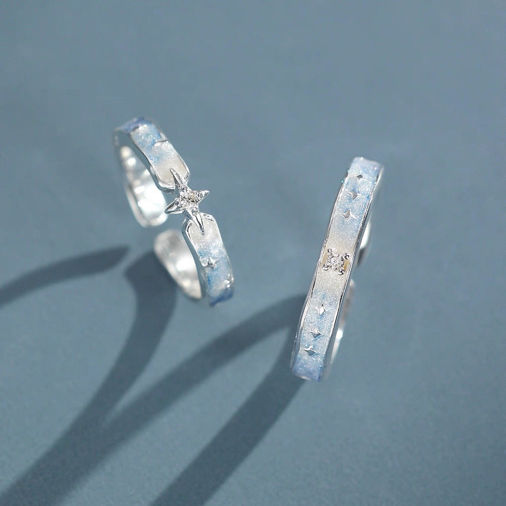 Damen Offener Ring mit funkelnden Sternen und zartem Design Shop Nory