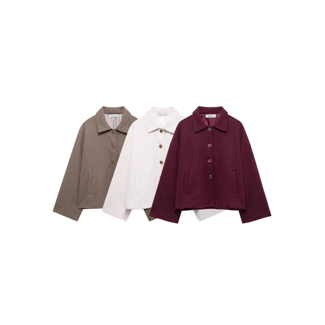 Damen Kurzmantel aus Woll-Mix mit Oversize‑Silhouette und verdeckter Knopfleiste Shop Nory