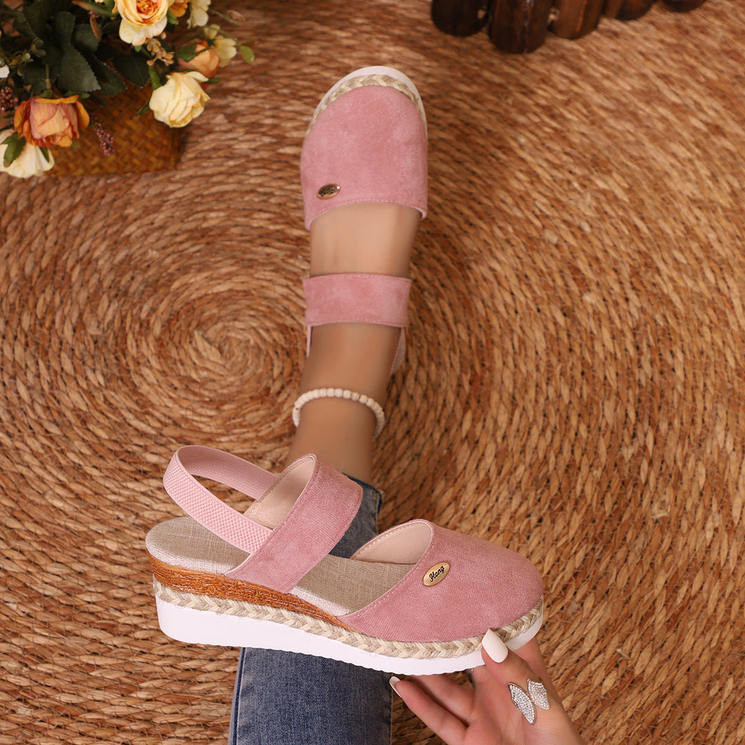 Damen Wedge-Sandaletten mit elastischem Riemendesign und komfortabler Plateausohle