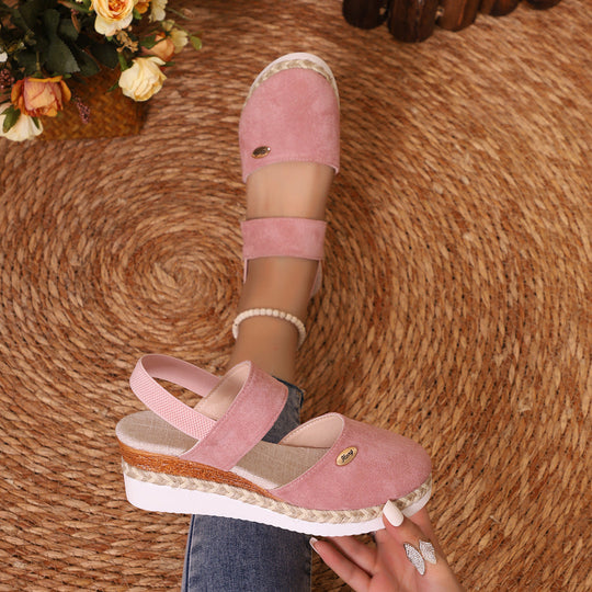 Damen Wedge-Sandaletten mit elastischem Riemendesign und komfortabler Plateausohle